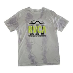 RVCA T-Shirt Men's Small Short Sleeve Graphic Print White/Lavender